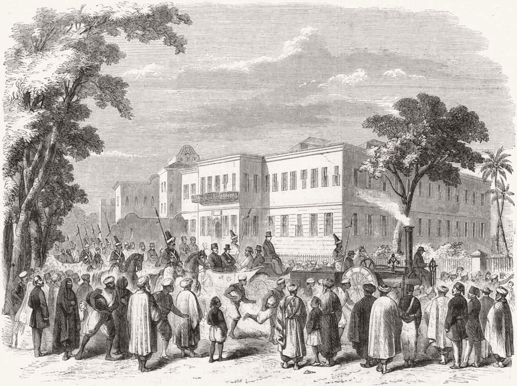 CAIRO. Viceroy in Boydell's traction engine 1860 old antique print picture